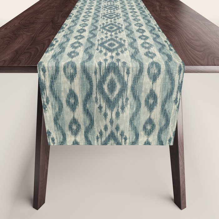 Coastal Ikat Stripe - weathered blue Table Runner Gallery Image 1