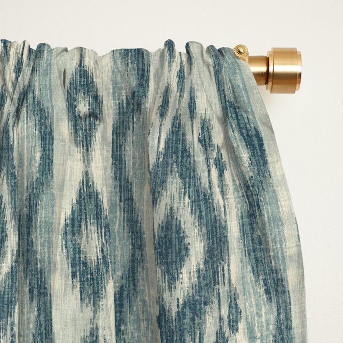 Coastal Ikat Stripe - weathered blue Window Curtain Gallery Image 2