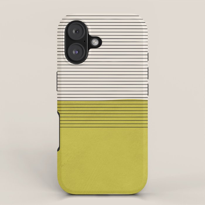 Modern Chartreuse Color Block Black Lines iPhone Case Gallery Image 1