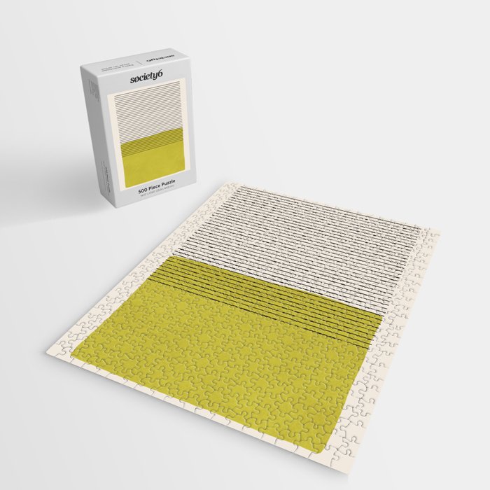 Modern Chartreuse Color Block Black Lines Jigsaw Puzzle Gallery Image 2