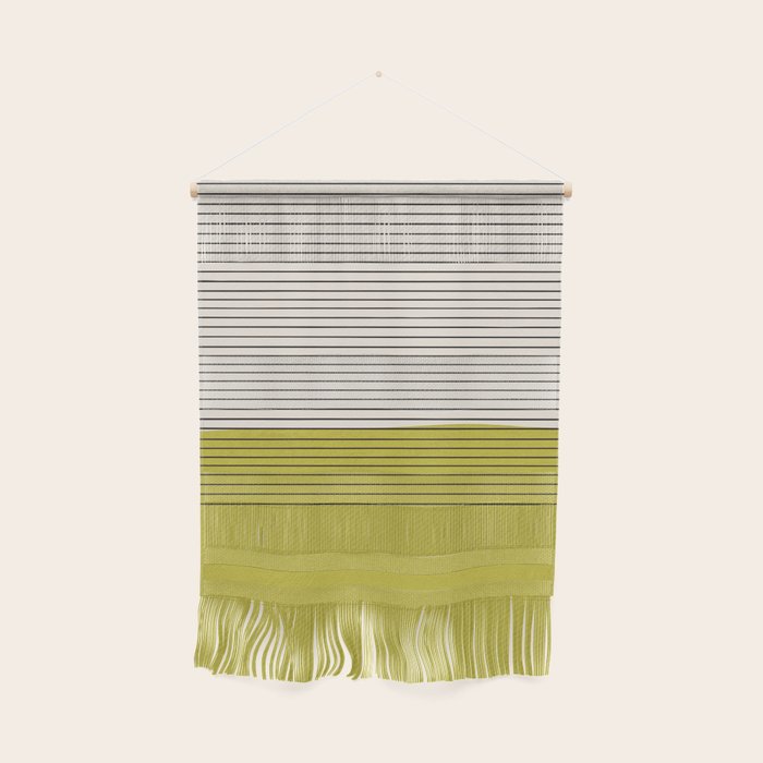 Modern Chartreuse Color Block Black Lines Wall Hanging Gallery Image 1