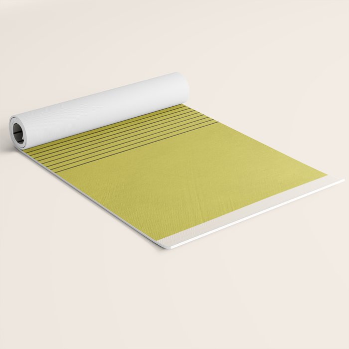 Modern Chartreuse Color Block Black Lines Yoga Mat Gallery Image 2