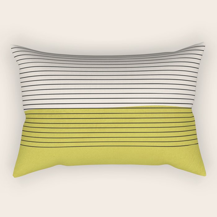 Modern Chartreuse Color Block Black Lines Rectangular Pillow Gallery Image 2