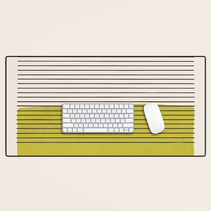 Modern Chartreuse Color Block Black Lines Desk Mat Gallery Image 1