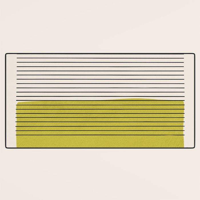 Modern Chartreuse Color Block Black Lines Desk Mat Gallery Image 3