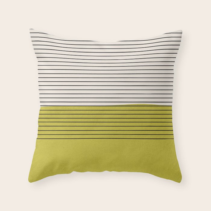 Modern Chartreuse Color Block Black Lines Throw Pillow Gallery Image 6