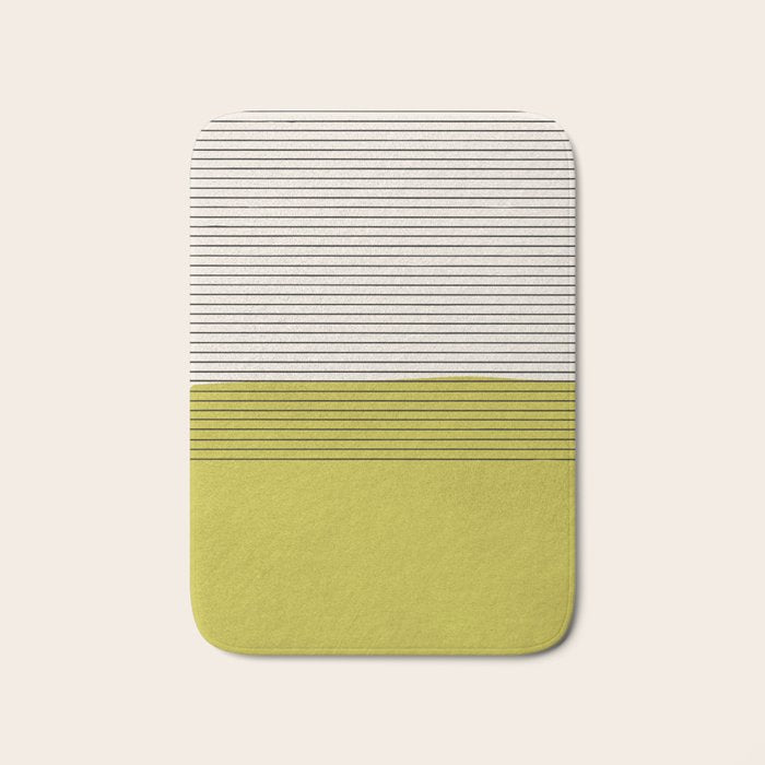Modern Chartreuse Color Block Black Lines Bath Mat Gallery Image 1