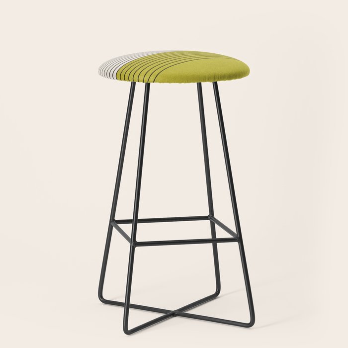 Modern Chartreuse Color Block Black Lines Stool Gallery Image 1