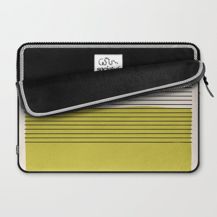 Modern Chartreuse Color Block Black Lines Laptop Sleeve Gallery Image 2