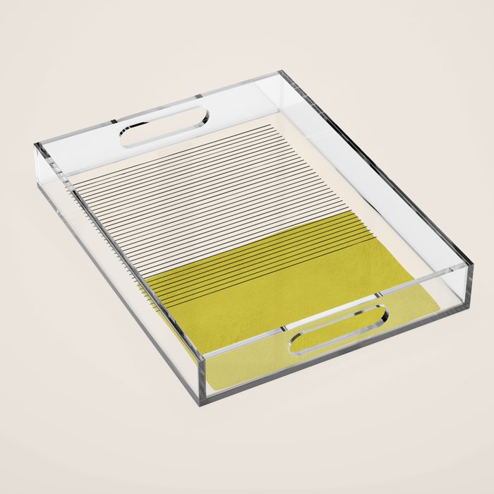 Modern Chartreuse Color Block Black Lines Acrylic Tray Gallery Image 1