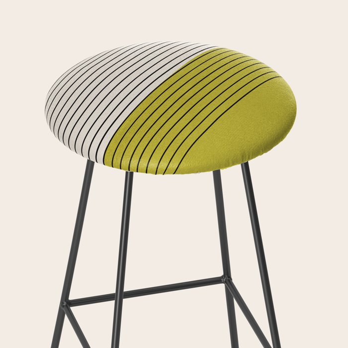 Modern Chartreuse Color Block Black Lines Stool Gallery Image 2