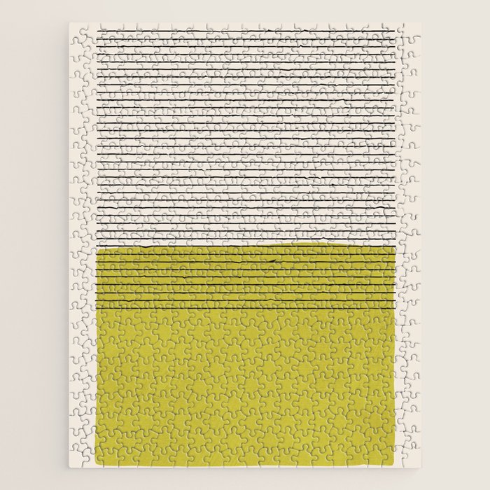 Modern Chartreuse Color Block Black Lines Jigsaw Puzzle Gallery Image 1
