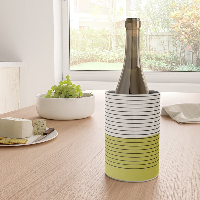Modern Chartreuse Color Block Black Lines Wine Chiller Gallery Image 4