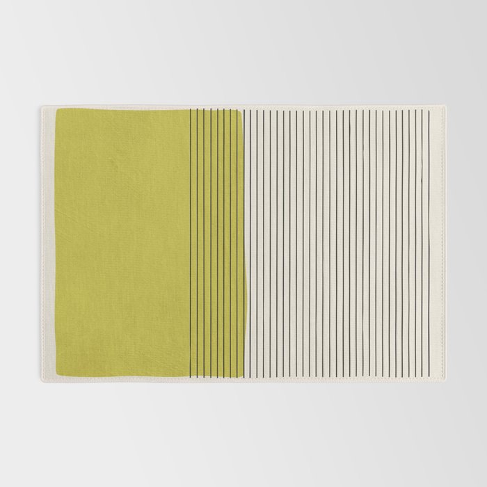 Modern Chartreuse Color Block Black Lines Rug Gallery Image 2