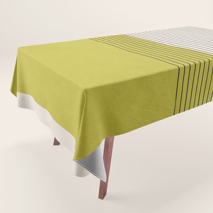 Modern Chartreuse Color Block Black Lines Tablecloth Gallery Image 1