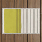 Modern Chartreuse Color Block Black Lines Outdoor Rug Gallery Image 1