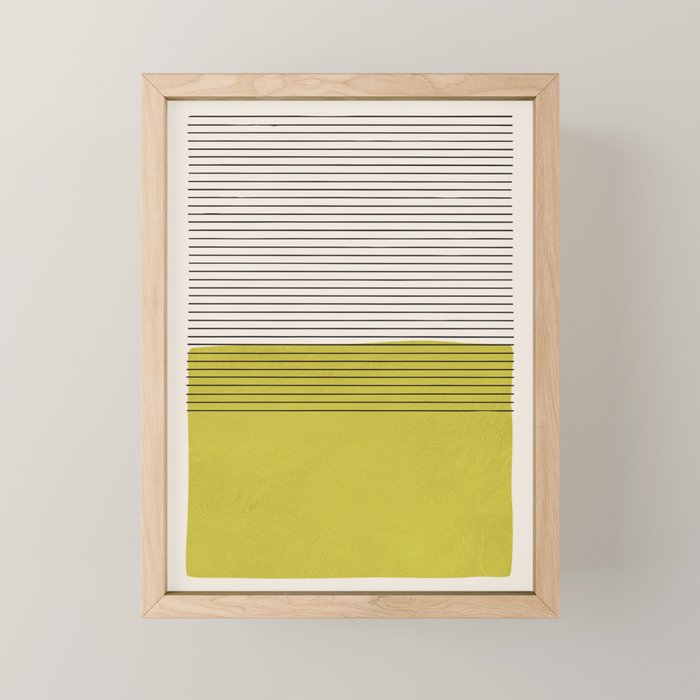 Modern Chartreuse Color Block Black Lines Mini Art Print Gallery Image 1