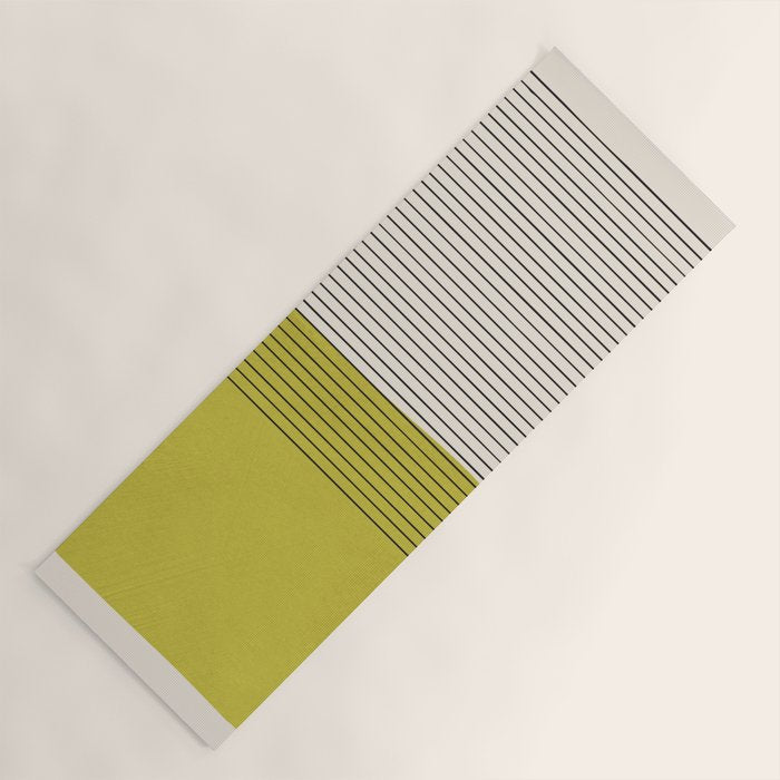 Modern Chartreuse Color Block Black Lines Yoga Mat Gallery Image 1