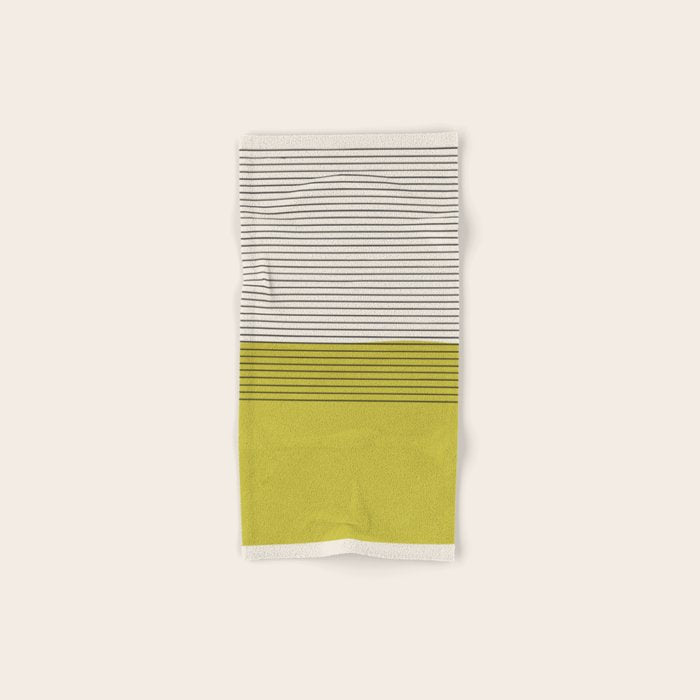 Modern Chartreuse Color Block Black Lines Bath Towel Gallery Image 1