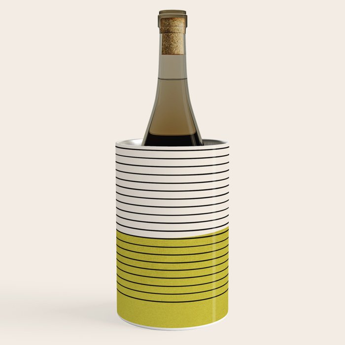 Modern Chartreuse Color Block Black Lines Wine Chiller Gallery Image 1