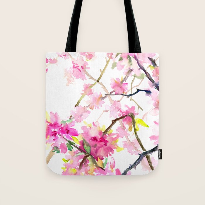 Cherry Blossom, Sakura, Japanese Floral art Tote Bag Gallery Image 1