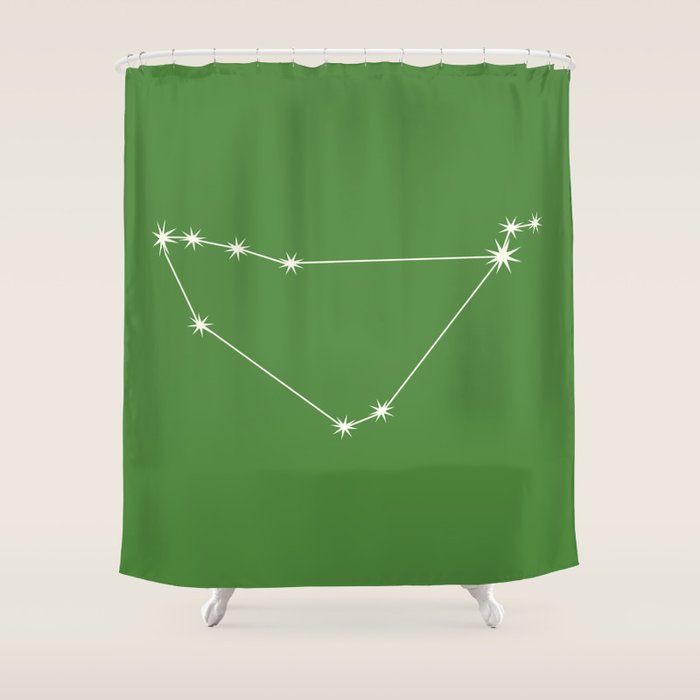 Capricorn Zodiac Star Constellation Line Art Kelly Green Shower Curtain Gallery Image 1