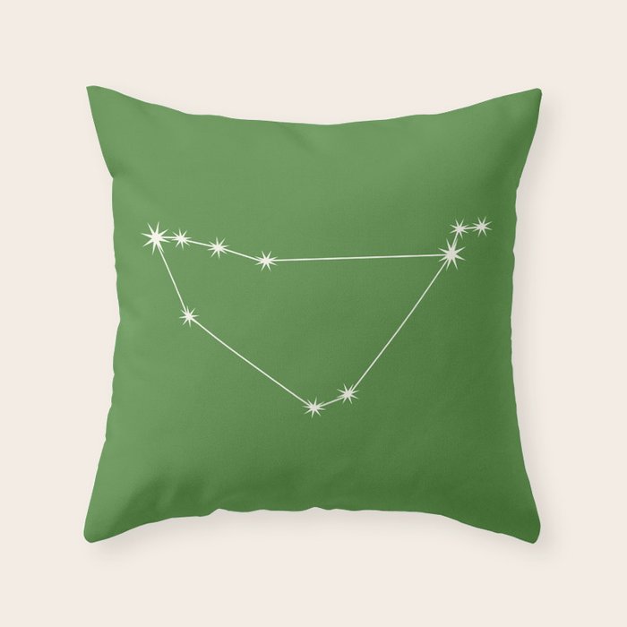 Capricorn Zodiac Star Constellation Line Art Kelly Green Throw Pillow Gallery Image 6