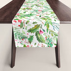 Holiday Christmas Winter Nature Botanical Leaves Green Table Runner Gallery Image 1