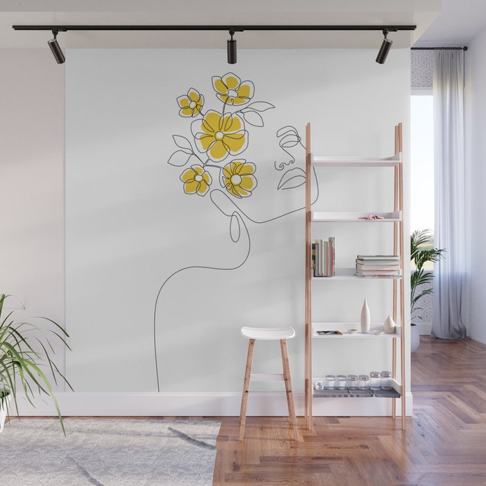 Mustard Bloom Girl Wall Mural Gallery Image 1