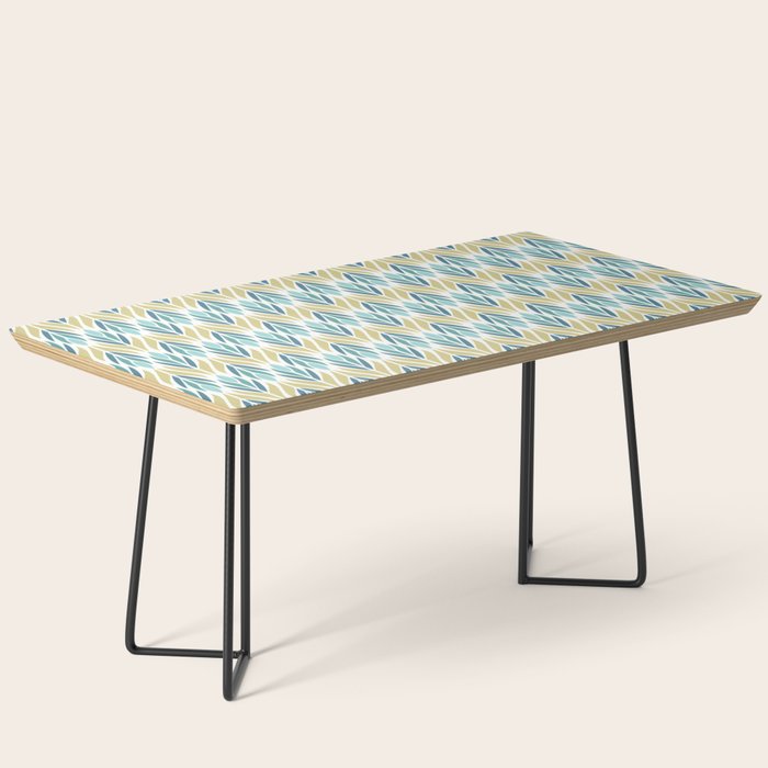 Mid Century Modern Abstract Floral Pattern in Turquoise Teal Aqua and Marigold Coffee Table Gallery Image 1