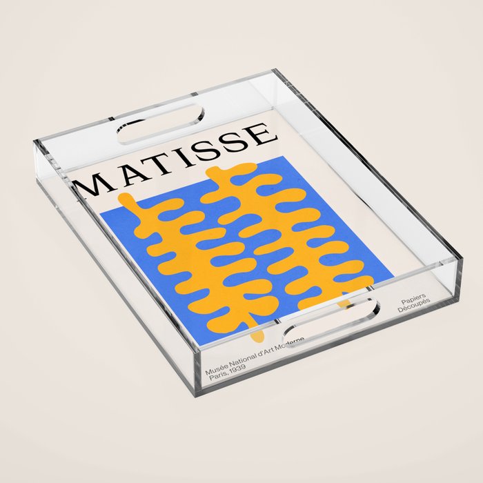 Royal Blue & Supernova: Matisse Paper Leaf Cutouts 02 Acrylic Tray Gallery Image 1