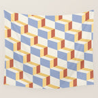 Cuboid Geometric Abstract Shapes Pattern XXIX Wall Tapestry Gallery Image 4