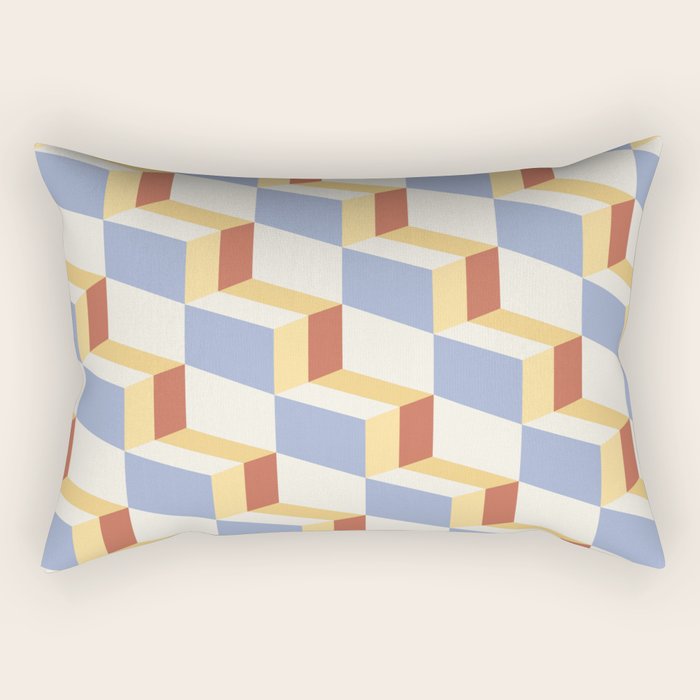 Cuboid Geometric Abstract Shapes Pattern XXIX Rectangular Pillow Gallery Image 1
