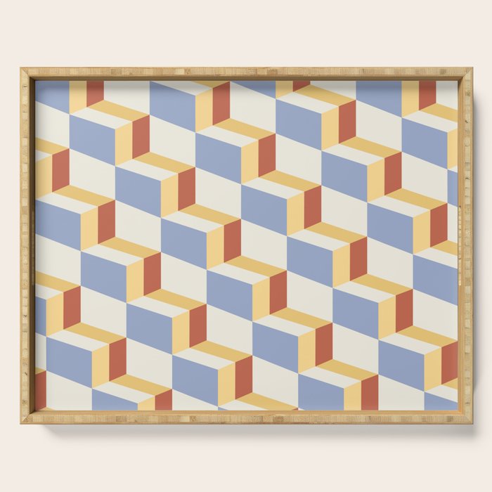 Cuboid Geometric Abstract Shapes Pattern XXIX Serving Tray Gallery Image 1