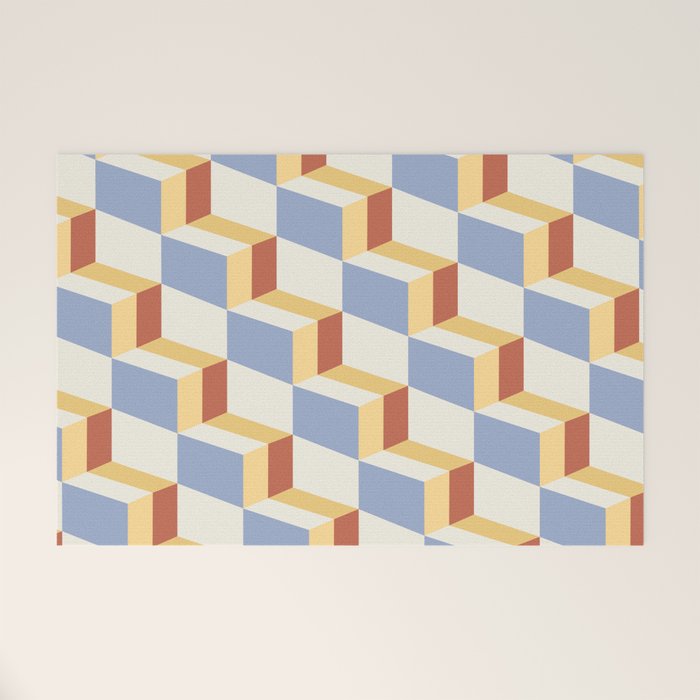 Cuboid Geometric Abstract Shapes Pattern XXIX Welcome Mat Gallery Image 1
