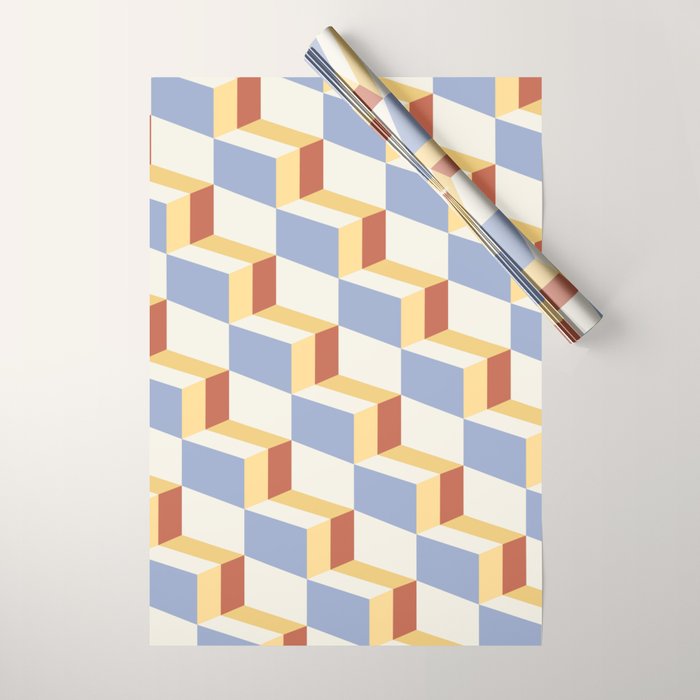 Cuboid Geometric Abstract Shapes Pattern XXIX Wrapping Paper Gallery Image 1