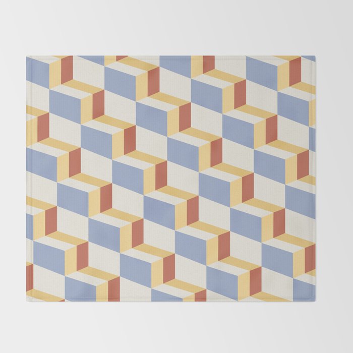 Cuboid Geometric Abstract Shapes Pattern XXIX Throw Blanket Gallery Image 2
