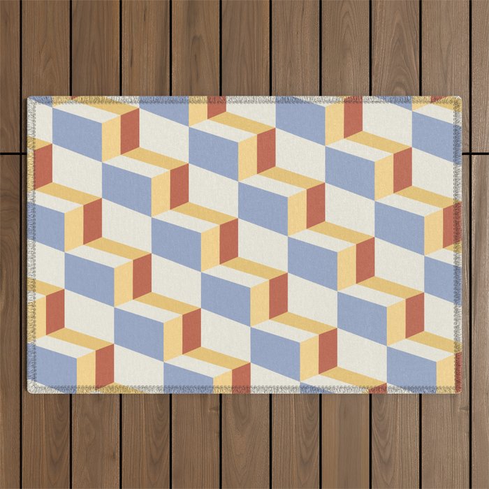 Cuboid Geometric Abstract Shapes Pattern XXIX Outdoor Rug Gallery Image 1