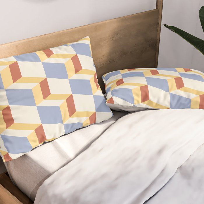 Cuboid Geometric Abstract Shapes Pattern XXIX Pillow Sham Gallery Image 2