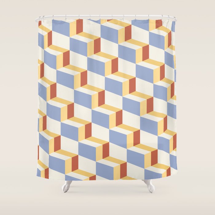 Cuboid Geometric Abstract Shapes Pattern XXIX Shower Curtain Gallery Image 1