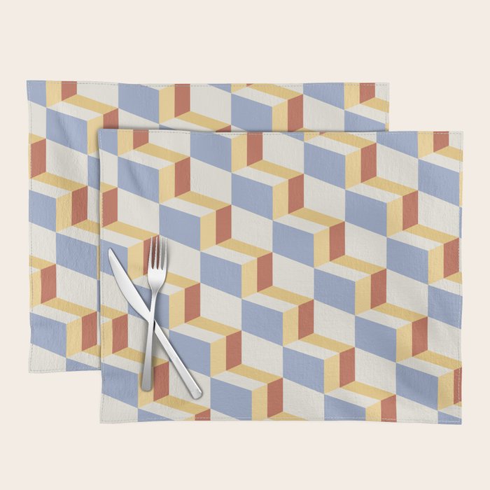 Cuboid Geometric Abstract Shapes Pattern XXIX Placemat Gallery Image 1