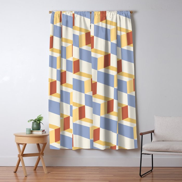 Cuboid Geometric Abstract Shapes Pattern XXIX Window Curtain Gallery Image 5