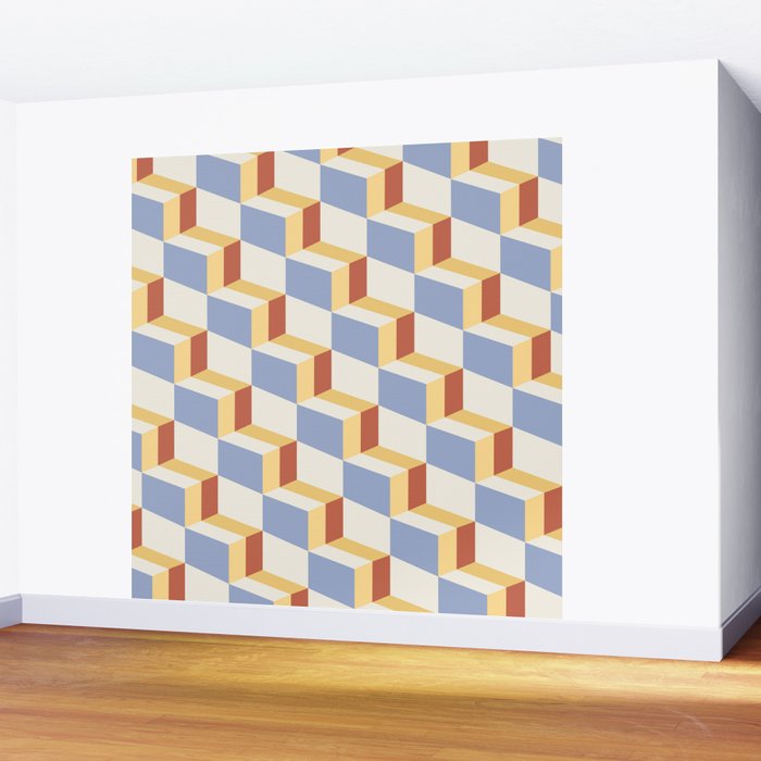 Cuboid Geometric Abstract Shapes Pattern XXIX Wall Mural Gallery Image 2