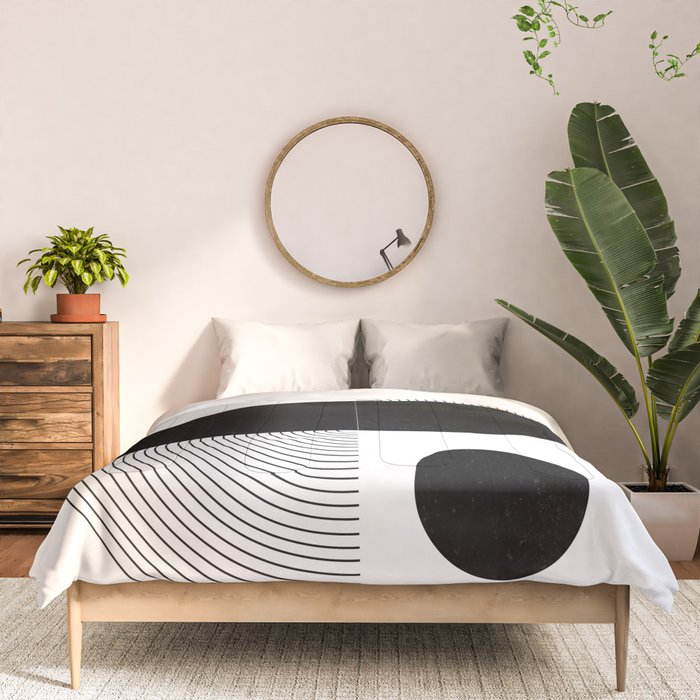 Abstract Black and White Minimalist Art Comforter Gallery Image 3