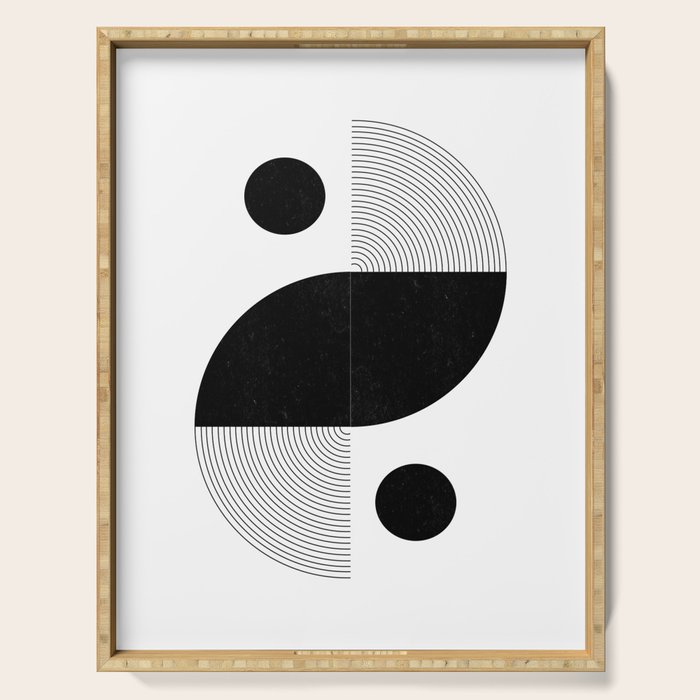Abstract Black and White Minimalist Art Serving Tray Gallery Image 1