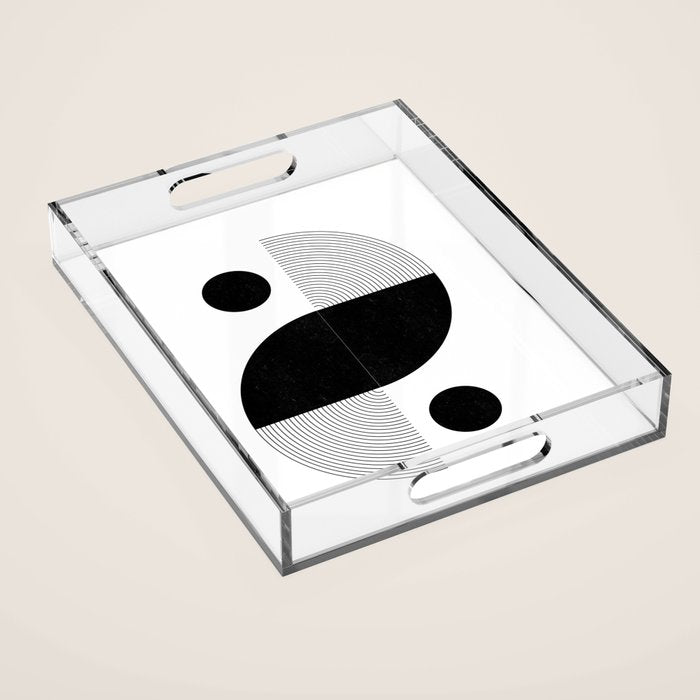 Abstract Black and White Minimalist Art Acrylic Tray Gallery Image 1
