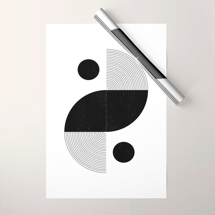 Abstract Black and White Minimalist Art Wrapping Paper Gallery Image 1