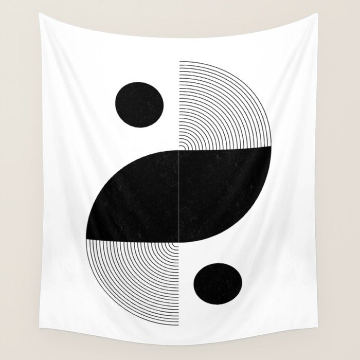 Abstract Black and White Minimalist Art Wall Tapestry Gallery Image 4