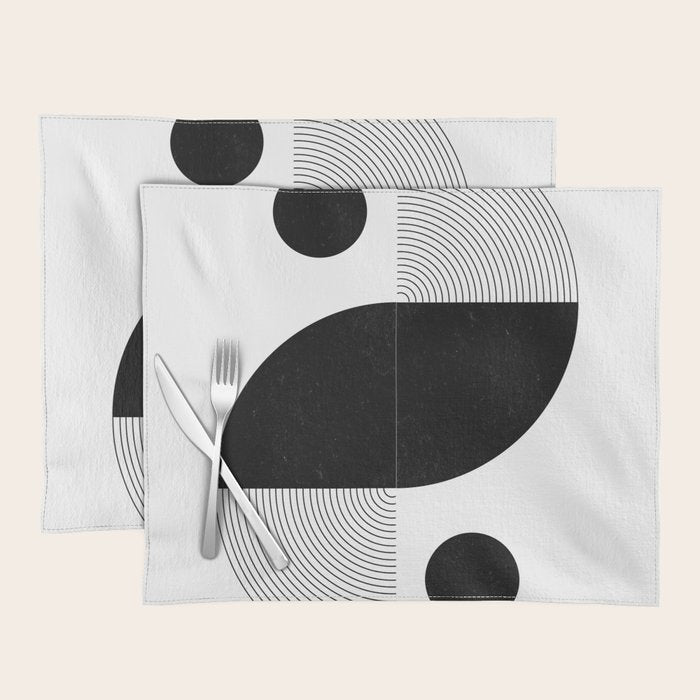 Abstract Black and White Minimalist Art Placemat Gallery Image 1