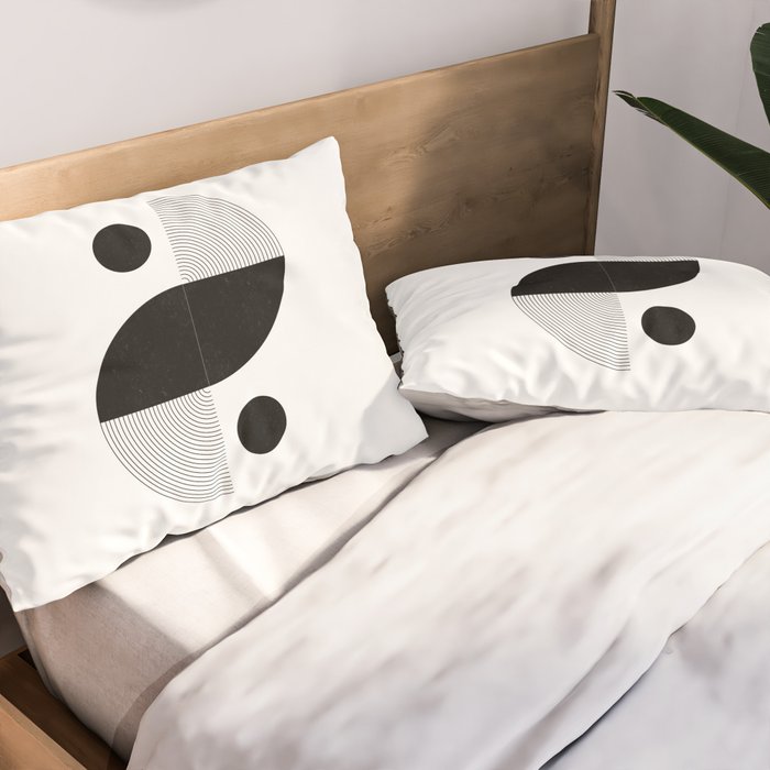 Abstract Black and White Minimalist Art Pillow Sham Gallery Image 2